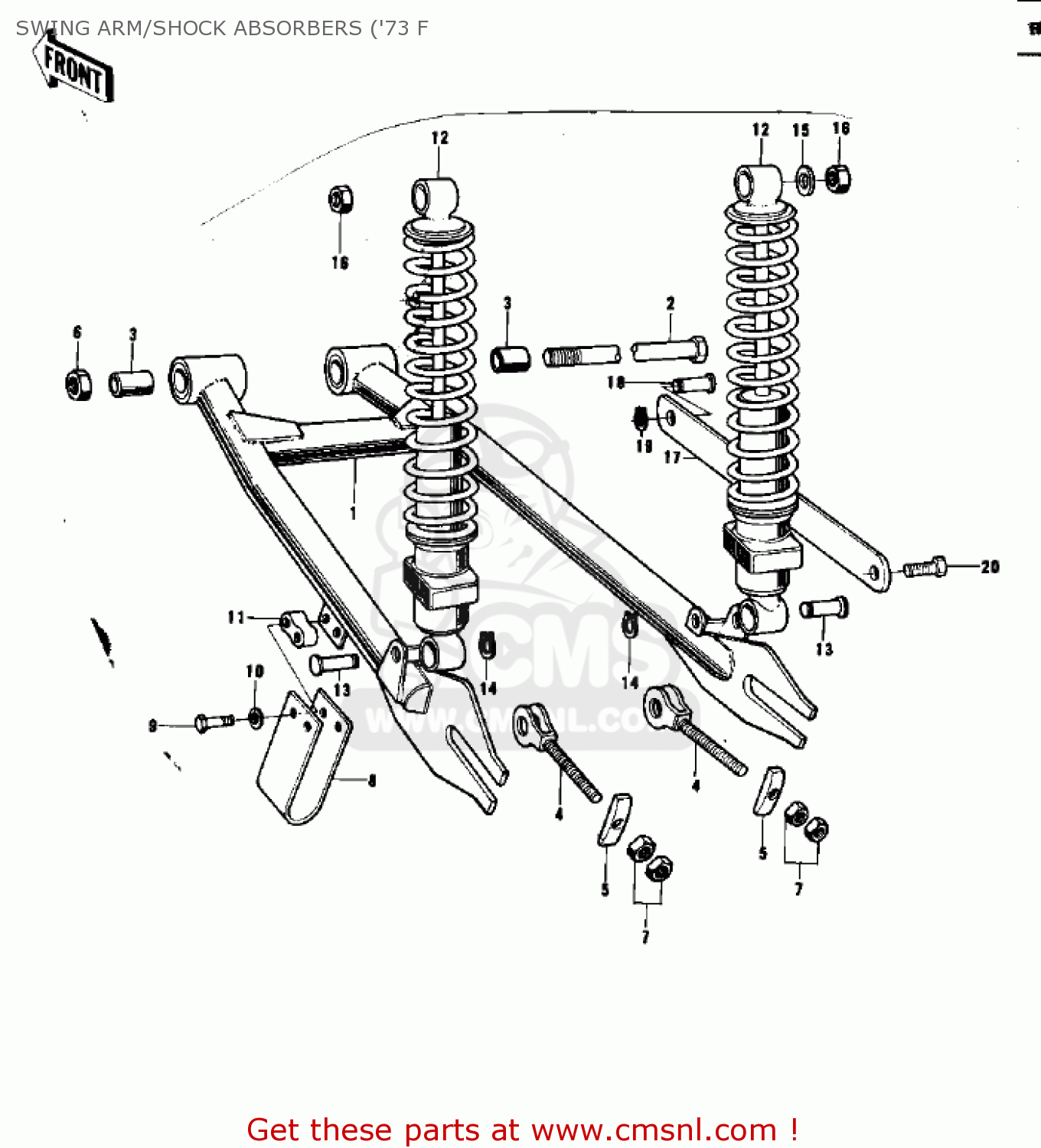 SWING ARM/SHOCK ABSORBERS ('73 F F12MX 1973