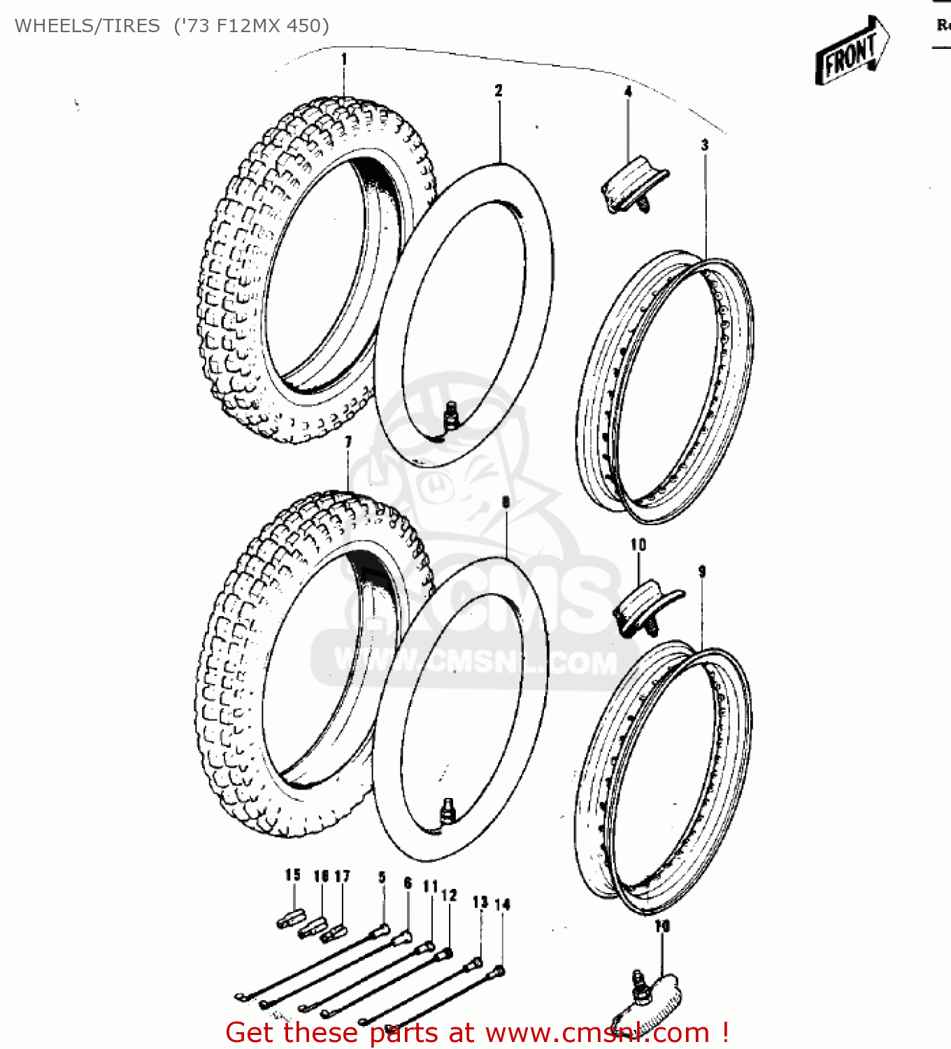WHEELS/TIRES  ('73 F12MX 450) F12MX 1973
