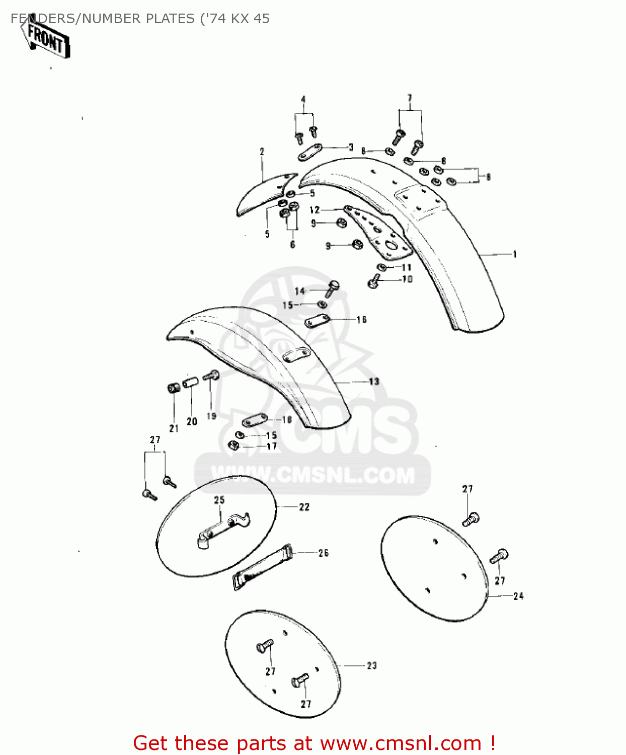 FENDERS/NUMBER PLATES ('74 KX 45 F12MX 1973