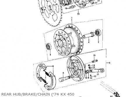REAR HUB/BRAKE/CHAIN ('74 KX 450 - F12MX 1973
