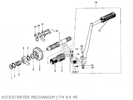 KICKSTARTER MECHANISM ('74 KX 45 - F12MX 1973