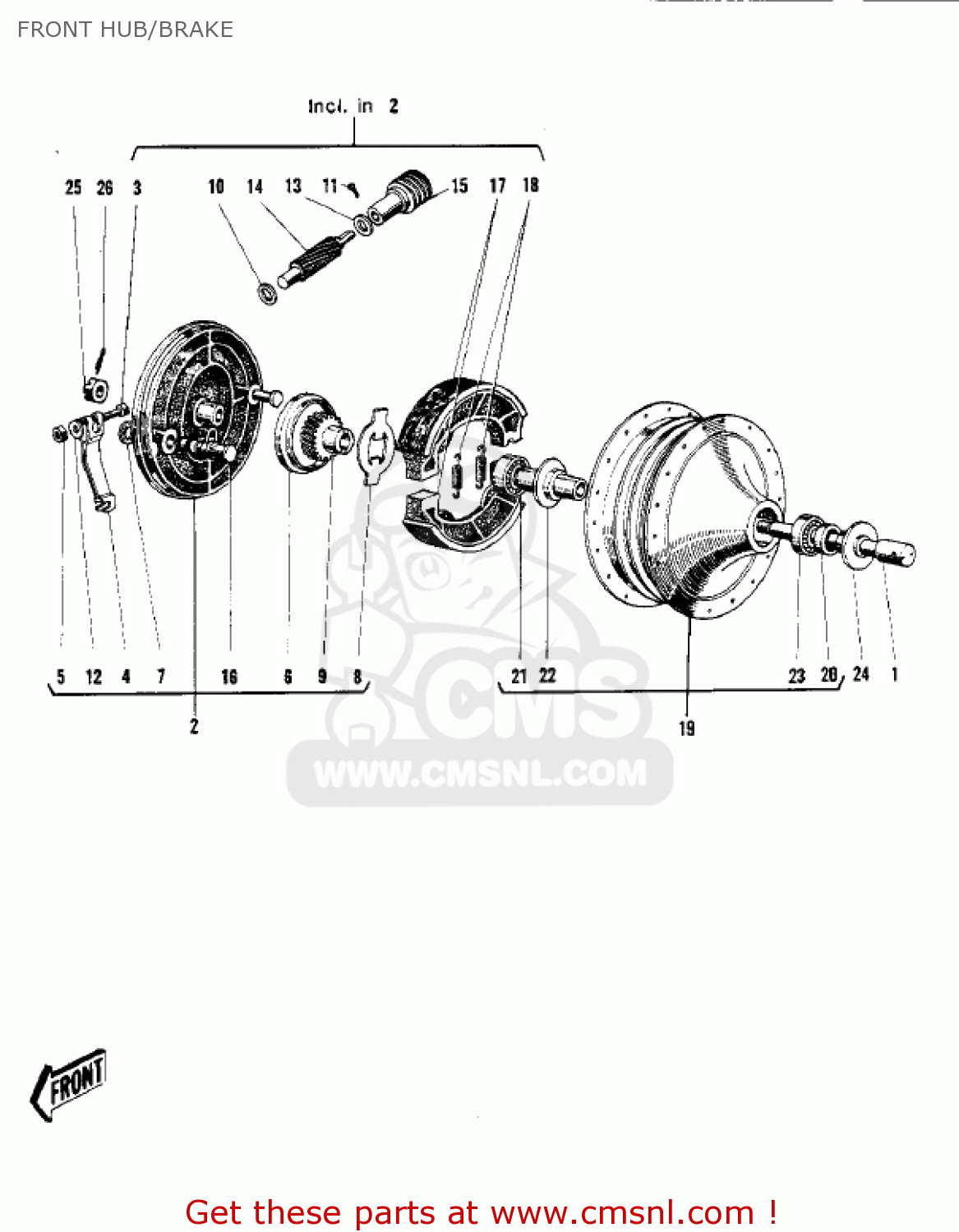 FRONT HUB/BRAKE F3 BUSHWACKER 1968 AR USA