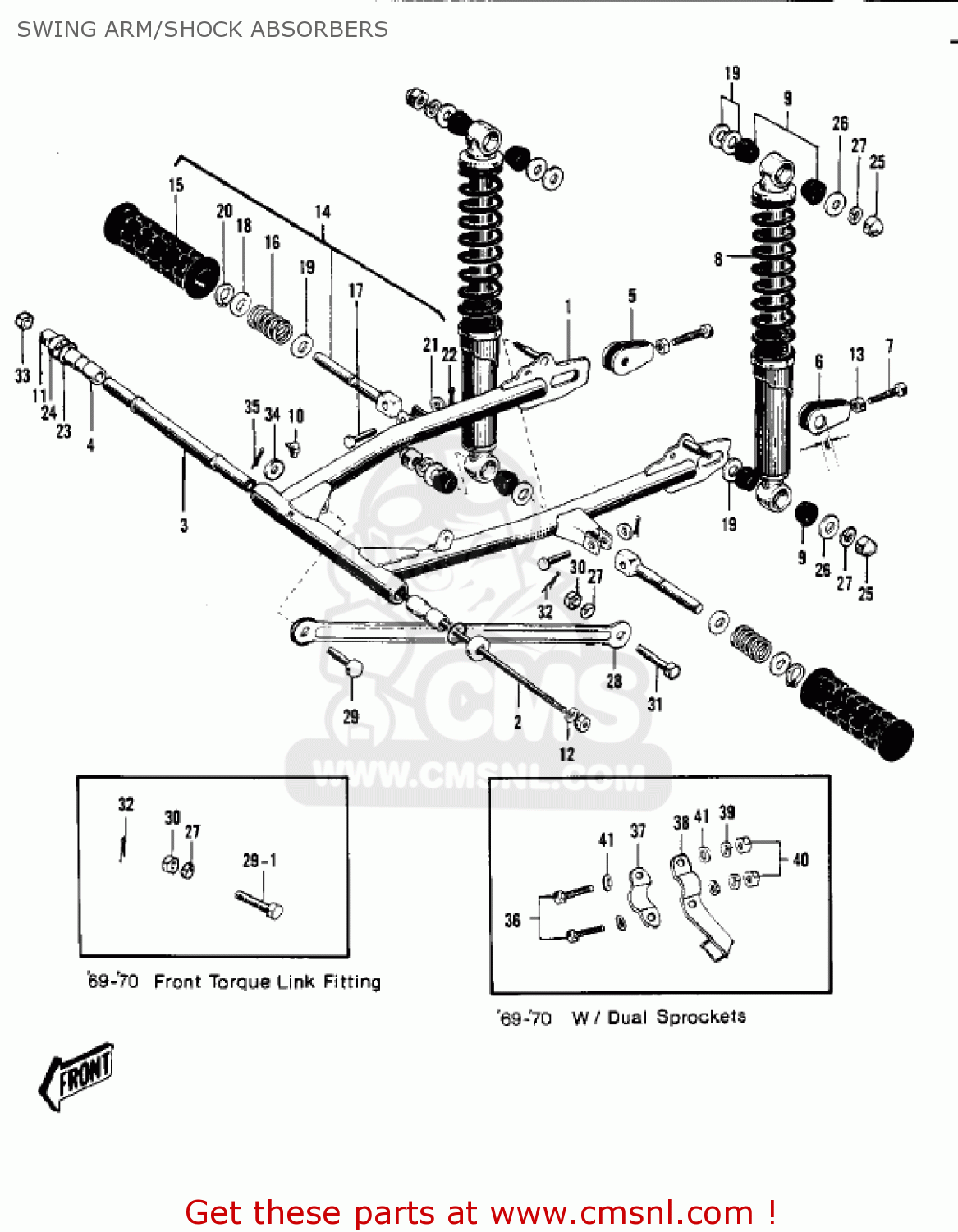 SWING ARM/SHOCK ABSORBERS F3 BUSHWACKER 1970 AR USA