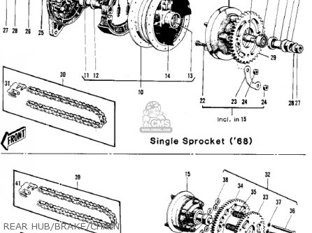 REAR HUB/BRAKE/CHAIN - F3 BUSHWACKER 1970 AR USA