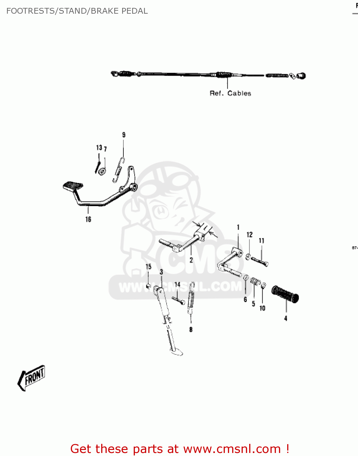 FOOTRESTS/STAND/BRAKE PEDAL F4 SIDEWINDER 1969 USA