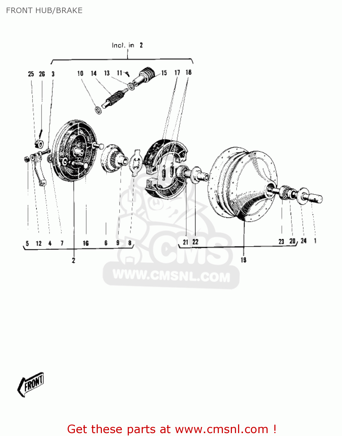 FRONT HUB/BRAKE F4 SIDEWINDER 1969 USA