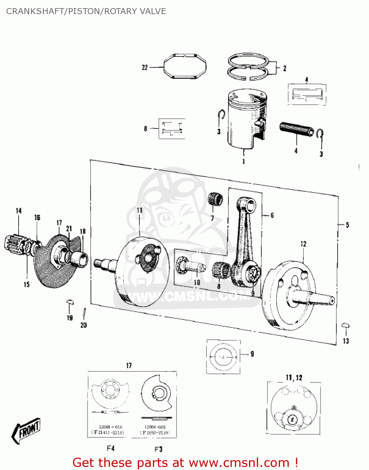 CRANKSHAFT/PISTON/ROTARY VALVE F4 SIDEWINDER 1969 USA
