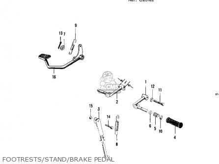 FOOTRESTS/STAND/BRAKE PEDAL - F4 SIDEWINDER 1969 USA