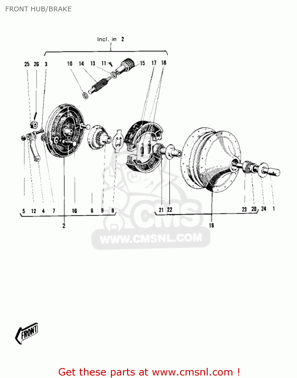 FRONT HUB/BRAKE F4 SIDEWINDER 1970 USA