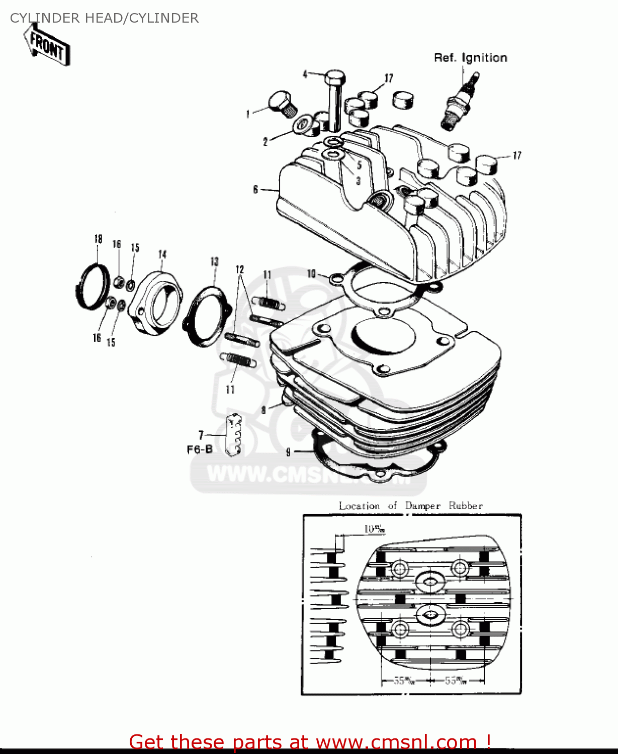 CYLINDER HEAD/CYLINDER F6A 1972 USA CANADA