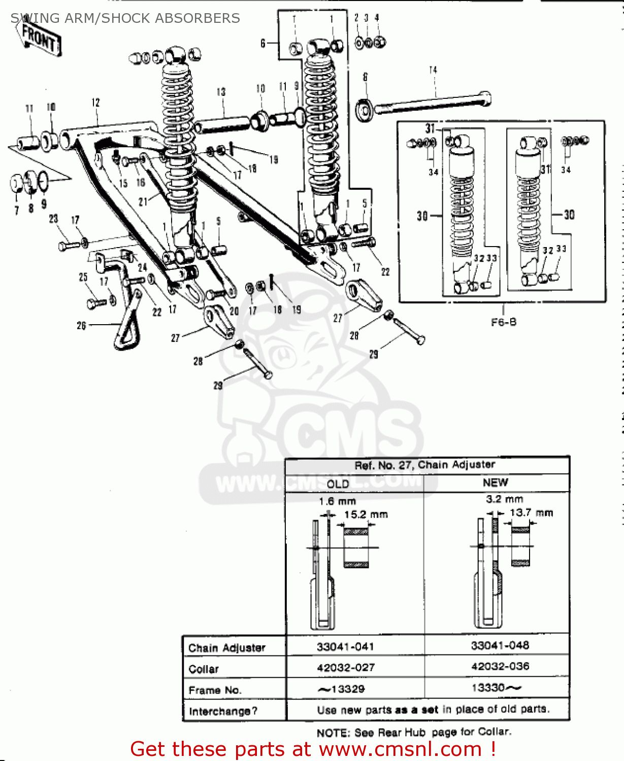 SWING ARM/SHOCK ABSORBERS F6A 1972 USA CANADA
