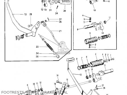 FOOTRESTS/STAND /BRAKE PEDAL - F6A 1972 USA CANADA
