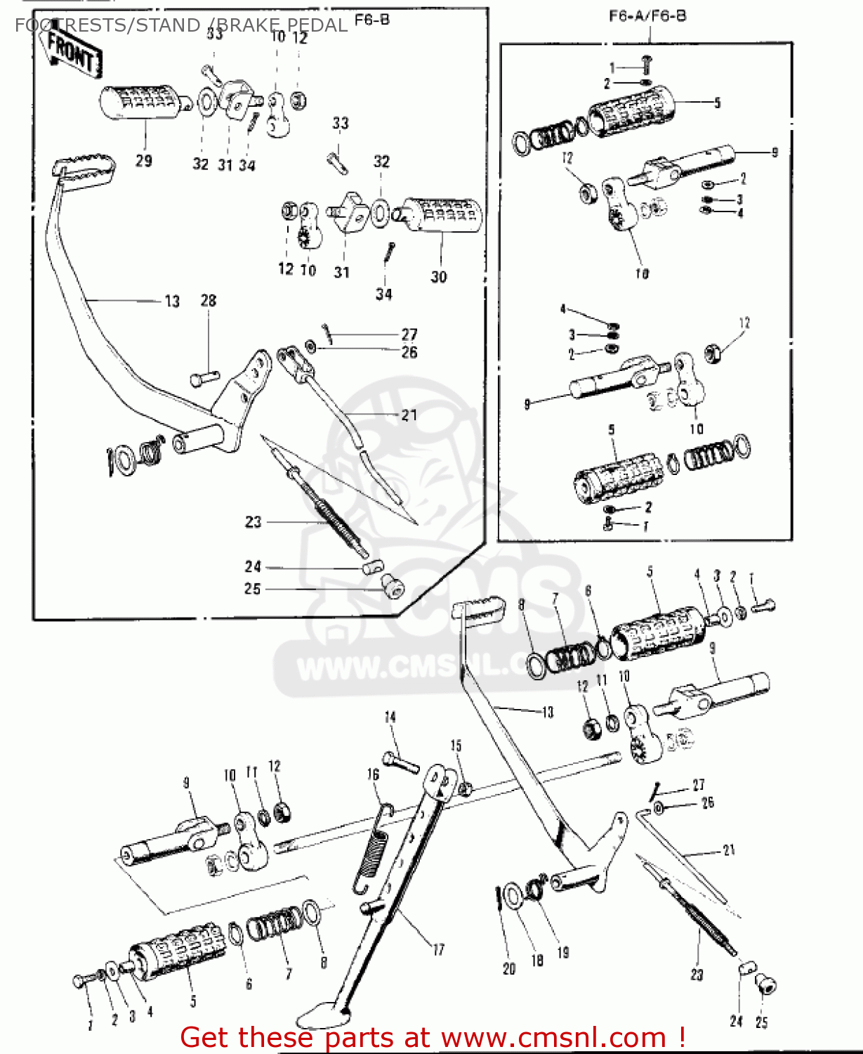 FOOTRESTS/STAND /BRAKE PEDAL F6B 1973 USA CANADA