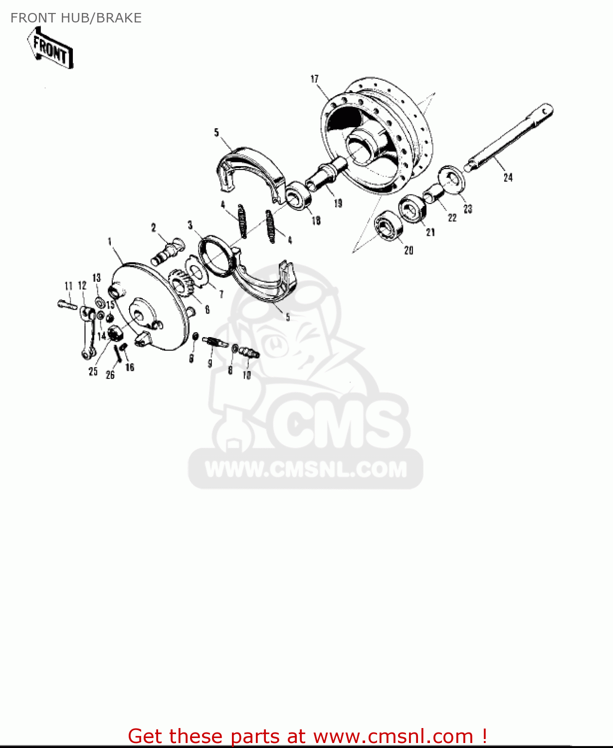 FRONT HUB/BRAKE F6B 1973 USA CANADA
