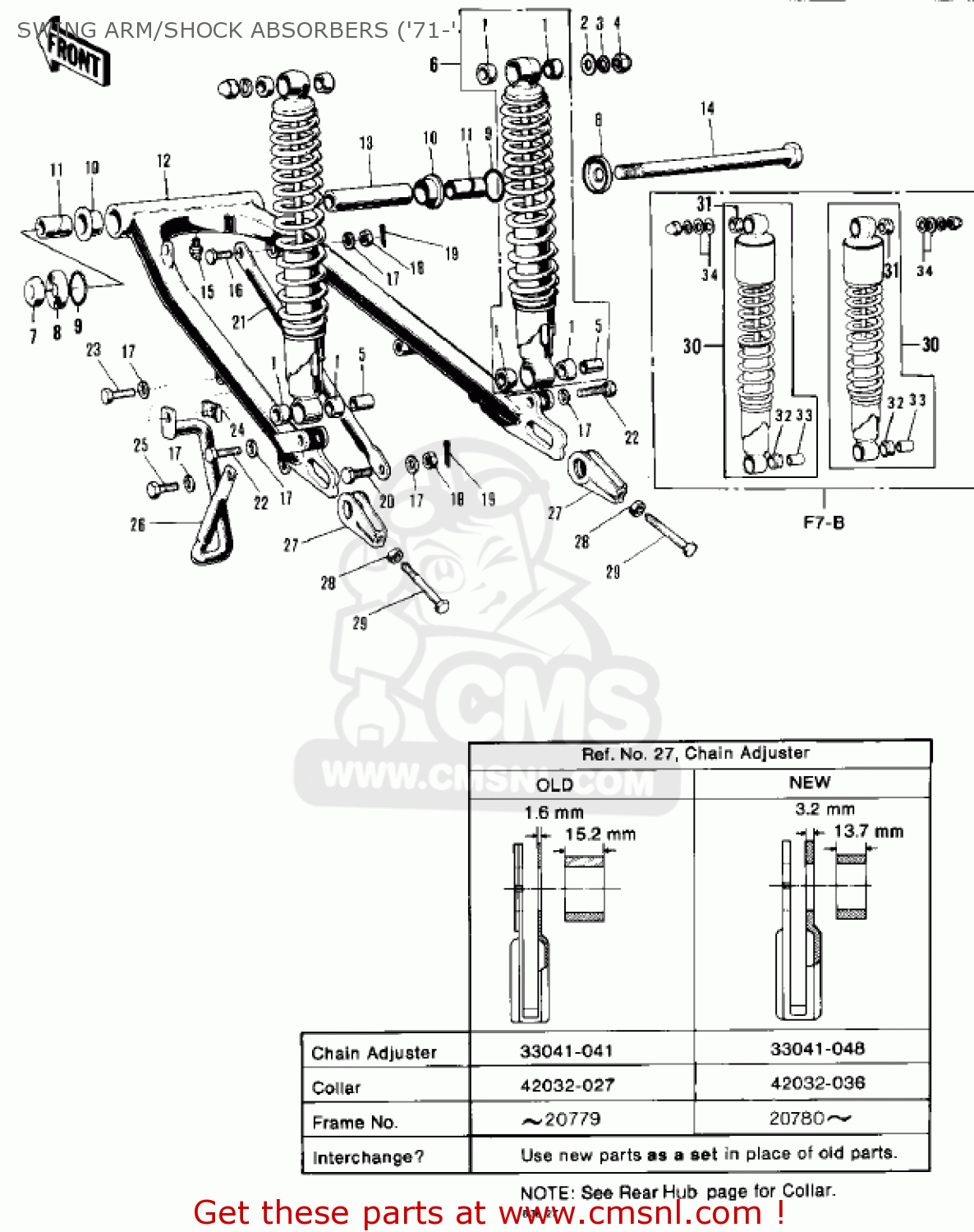 SWING ARM/SHOCK ABSORBERS ('71-' F7 1971 USA
