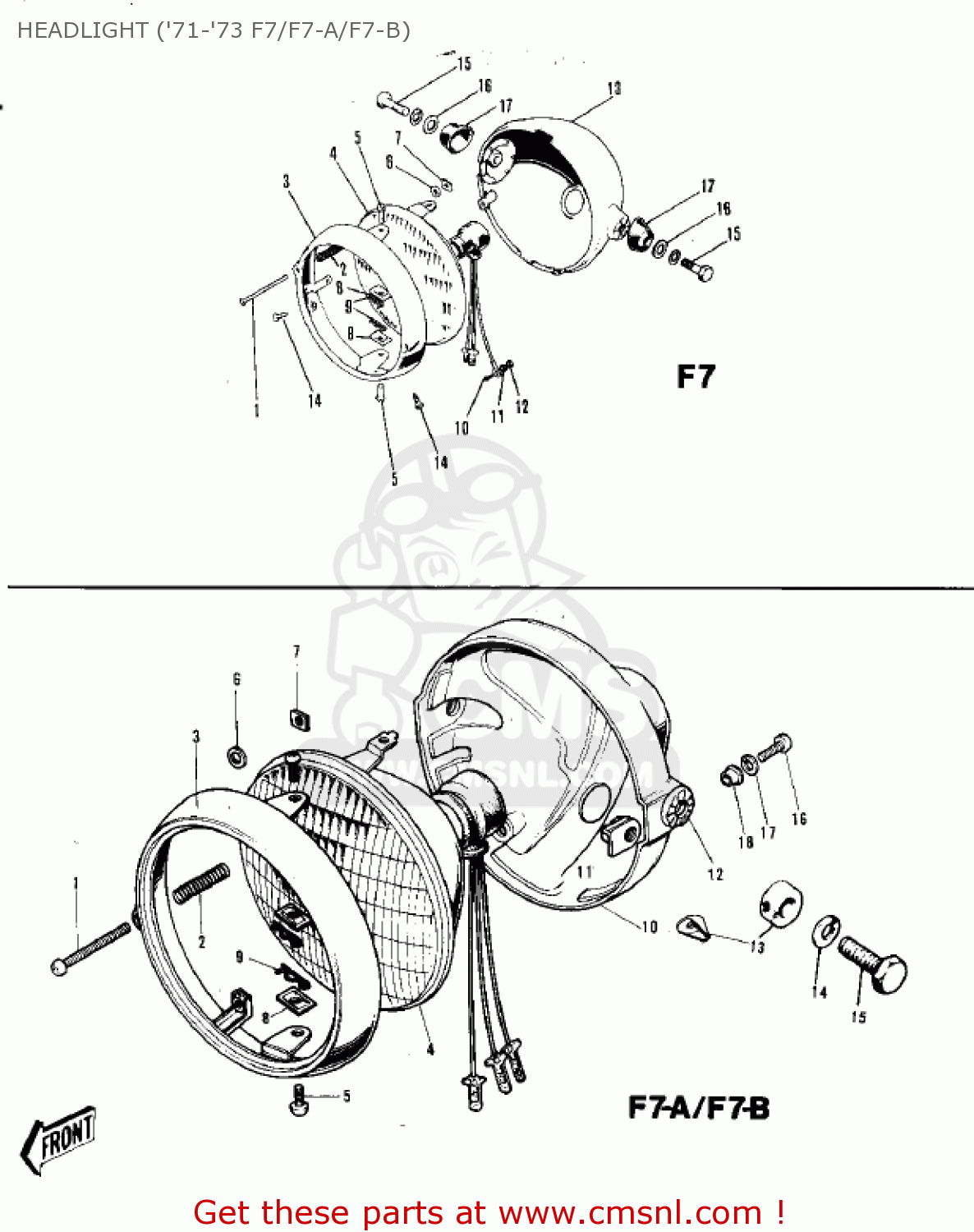 HEADLIGHT ('71-'73 F7/F7-A/F7-B) F7 1971 USA