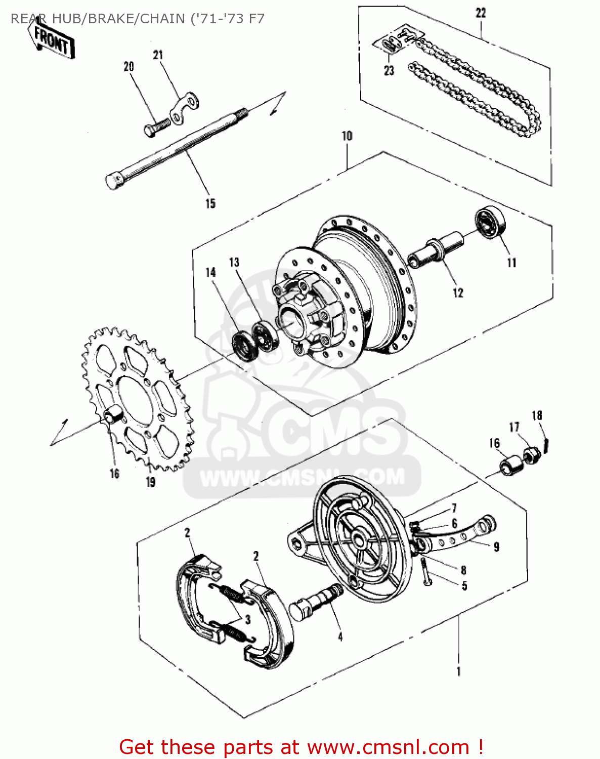 REAR HUB/BRAKE/CHAIN ('71-'73 F7 F7 1971 USA