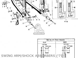 SWING ARM/SHOCK ABSORBERS ('71-' - F7 1971 USA
