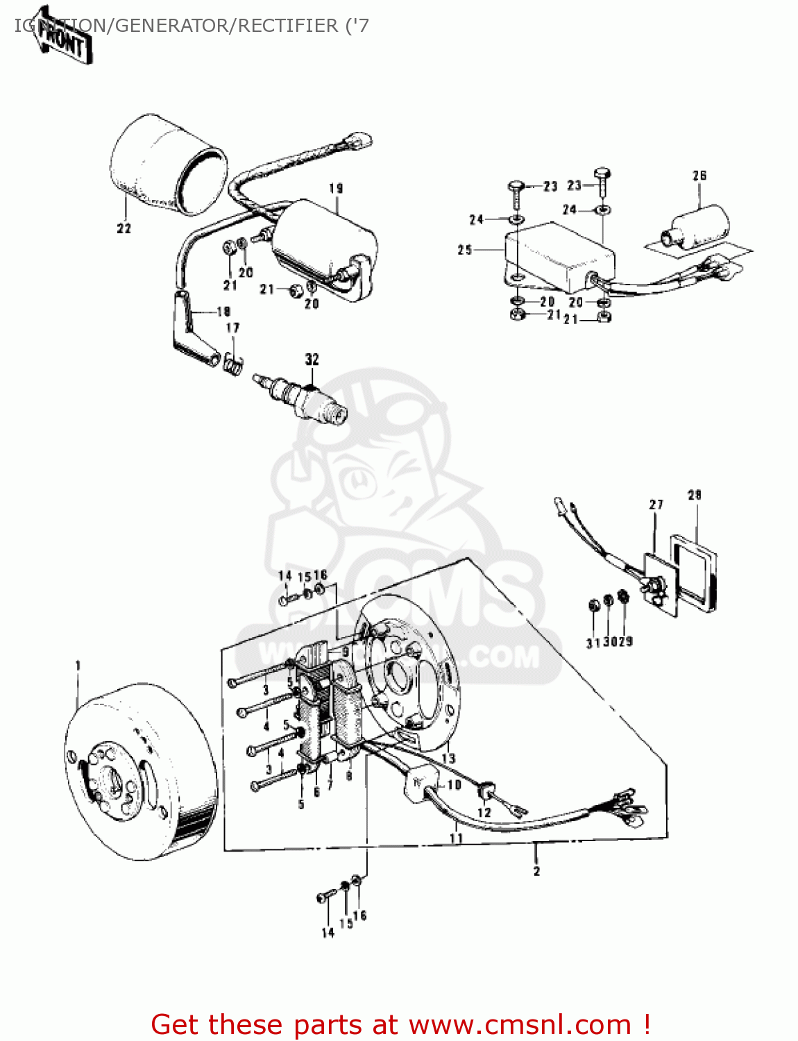 IGNITION/GENERATOR/RECTIFIER ('7 F7A 1972 USA