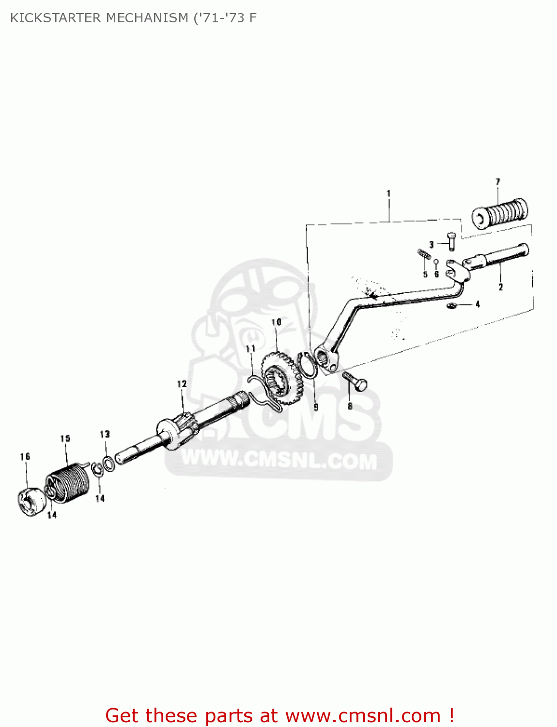 KICKSTARTER MECHANISM ('71-'73 F F7A 1972 USA