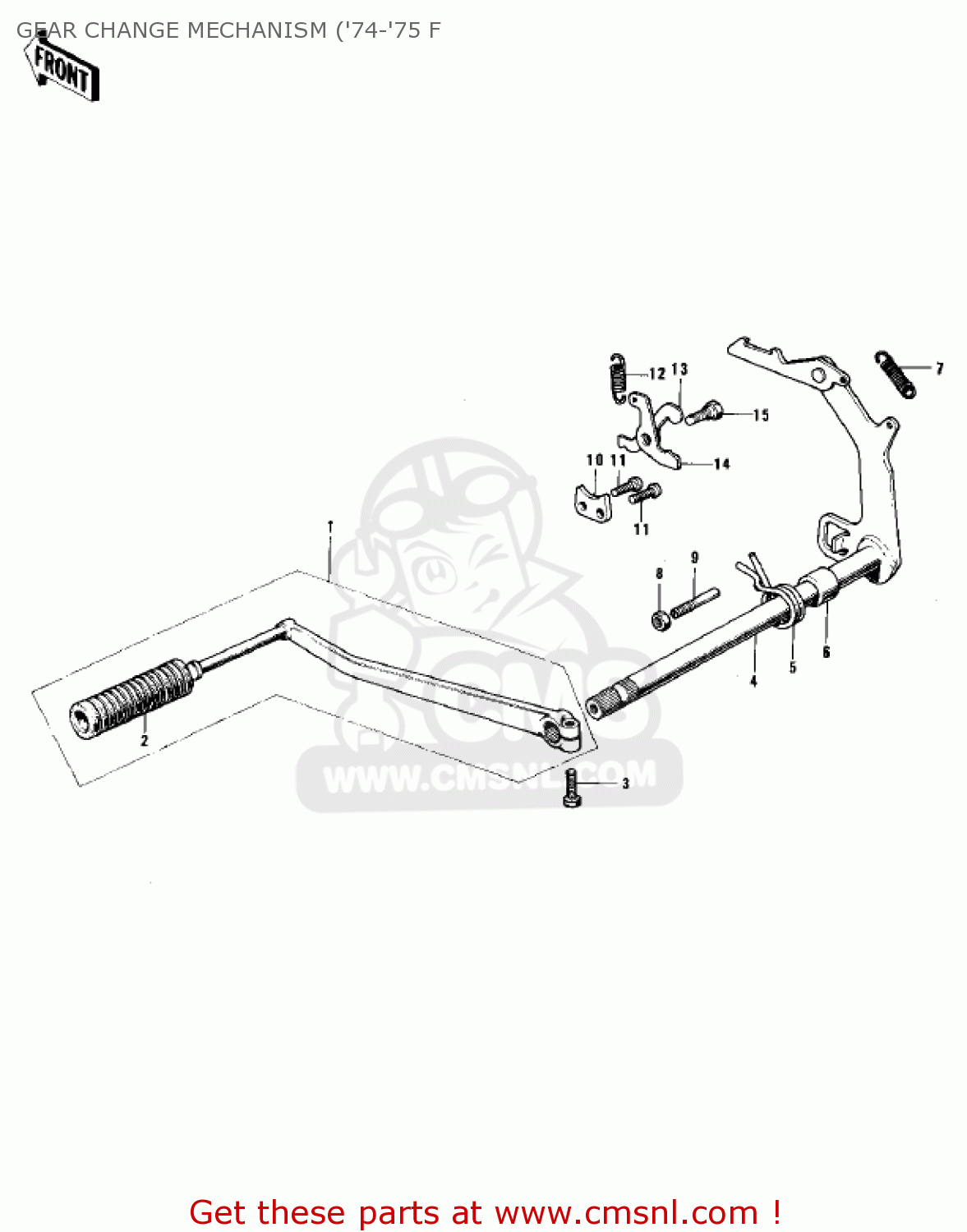 GEAR CHANGE MECHANISM ('74-'75 F F7B 1973 USA