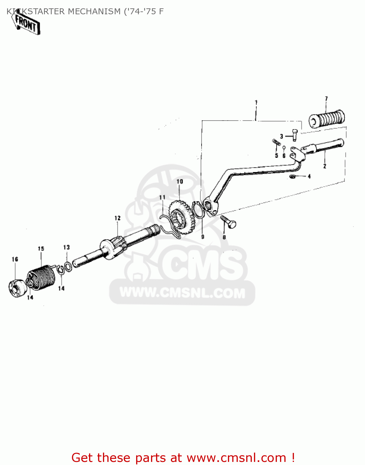 KICKSTARTER MECHANISM ('74-'75 F F7B 1973 USA