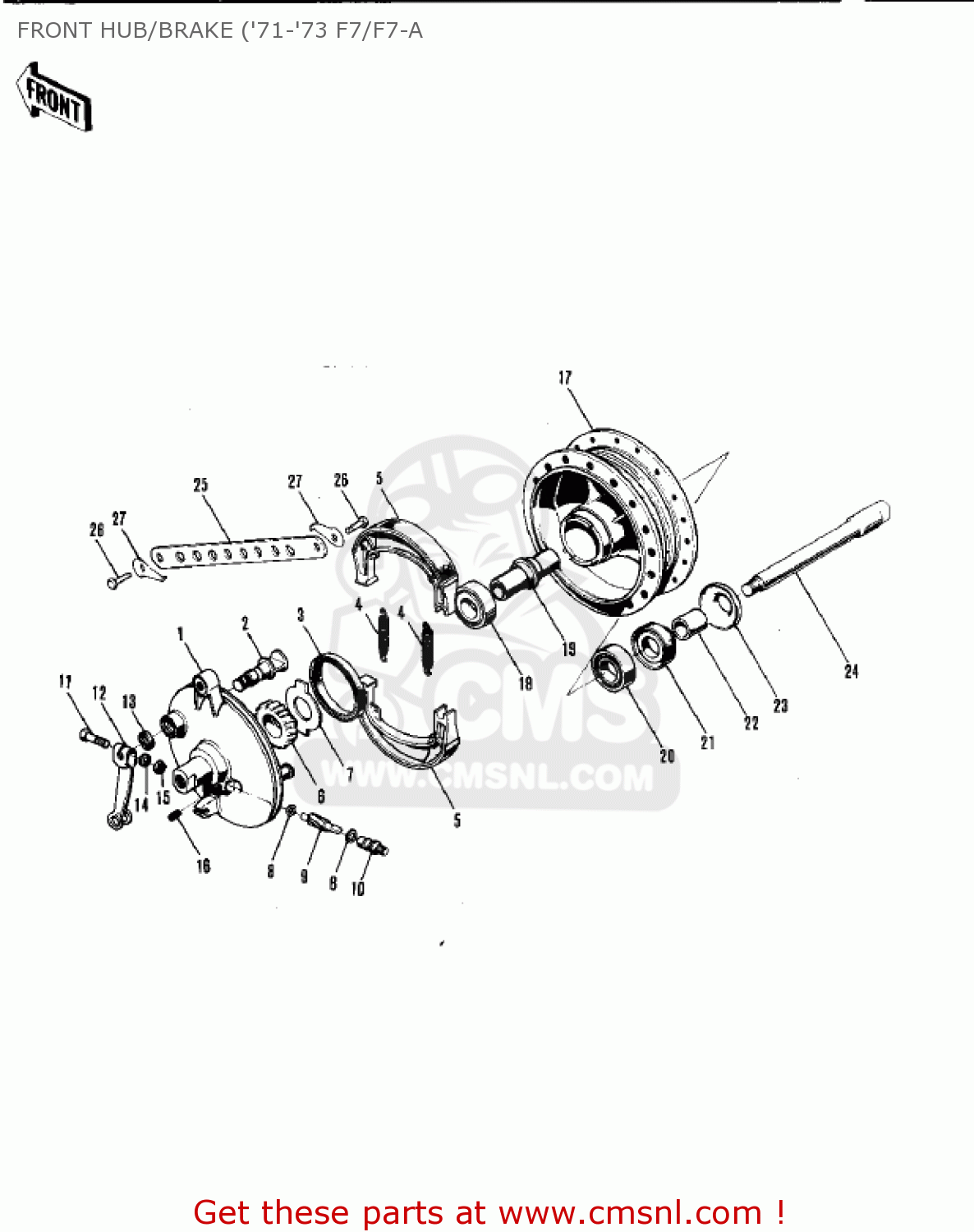 FRONT HUB/BRAKE ('71-'73 F7/F7-A F7B 1973 USA