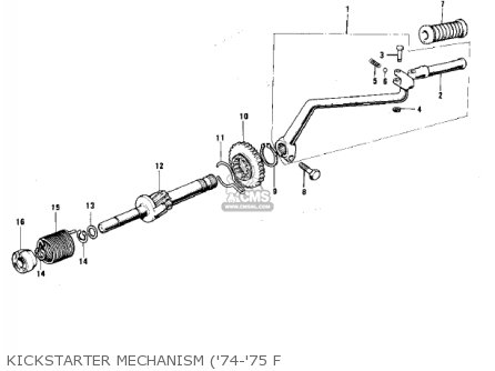 KICKSTARTER MECHANISM ('74-'75 F - F7B 1973 USA