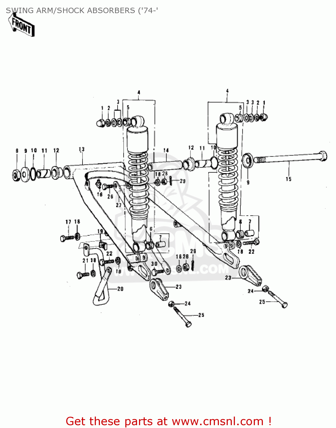 SWING ARM/SHOCK ABSORBERS ('74-' F7C 1974 USA
