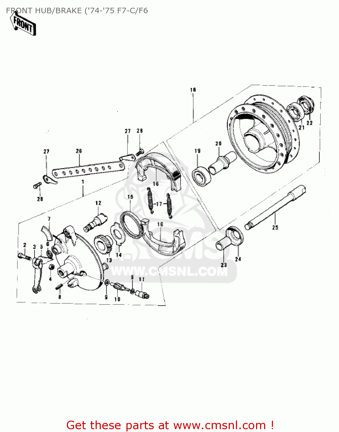 FRONT HUB/BRAKE ('74-'75 F7-C/F6 F7D 1975 USA