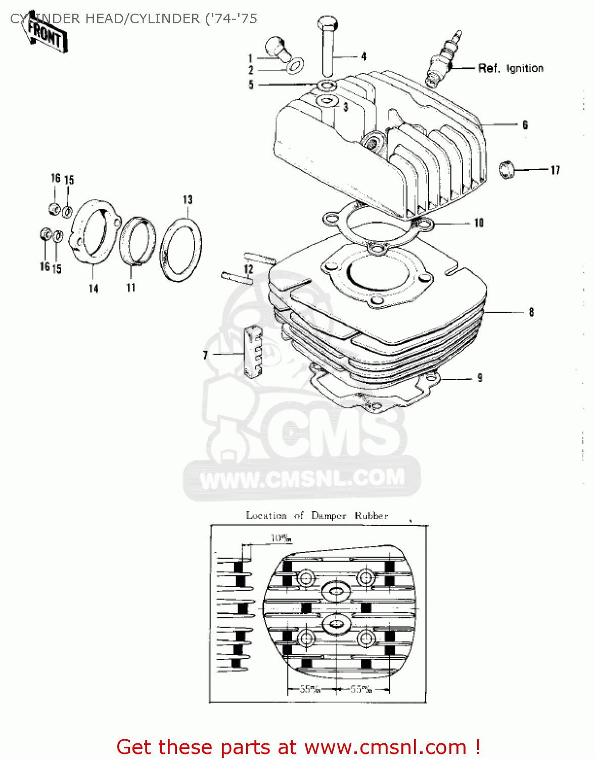 CYLINDER HEAD/CYLINDER ('74-'75 F7D 1975 USA