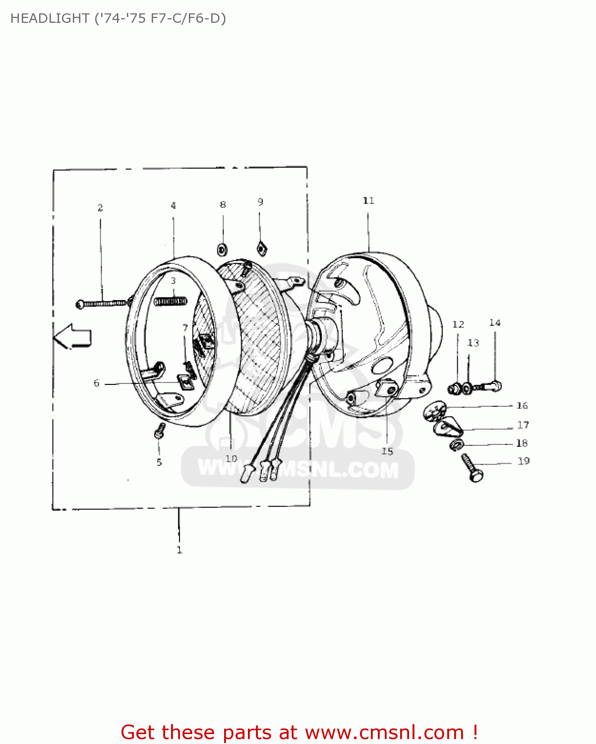 HEADLIGHT ('74-'75 F7-C/F6-D) F7D 1975 USA