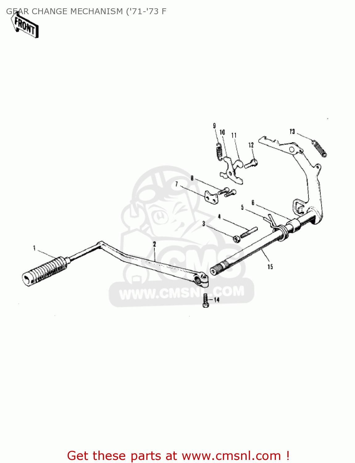GEAR CHANGE MECHANISM ('71-'73 F F7D 1975 USA
