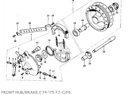 FRONT HUB/BRAKE ('74-'75 F7-C/F6 - F7D 1975 USA