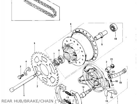 REAR HUB/BRAKE/CHAIN ('74-'75 F7 - F7D 1975 USA