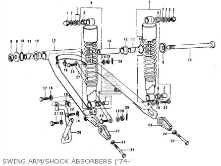 SWING ARM/SHOCK ABSORBERS ('74-' - F7D 1975 USA