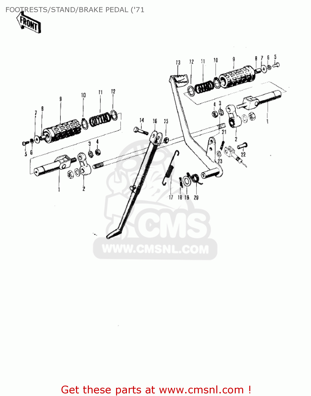FOOTRESTS/STAND/BRAKE PEDAL ('71 F8 BISON 1971 USA