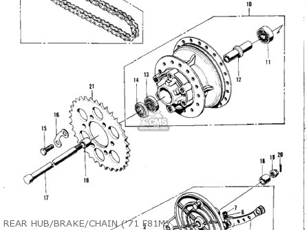 REAR HUB/BRAKE/CHAIN ('71 F81M) - F8 BISON 1971 USA