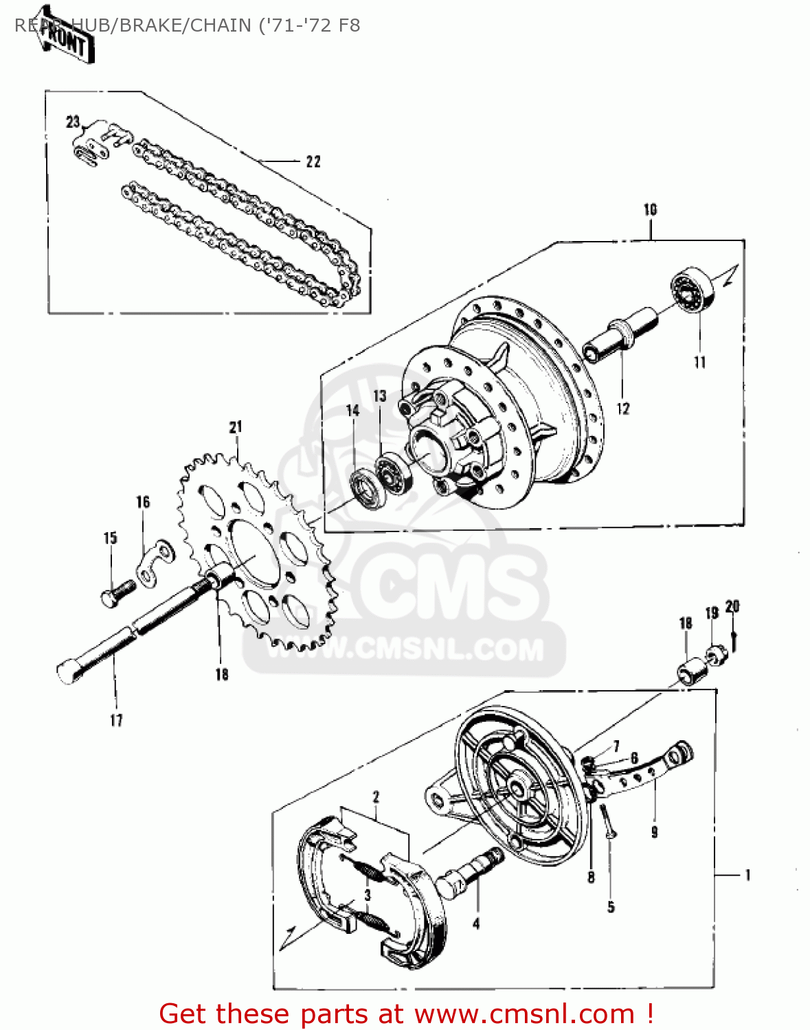 REAR HUB/BRAKE/CHAIN ('71-'72 F8 F81M 1971 USA