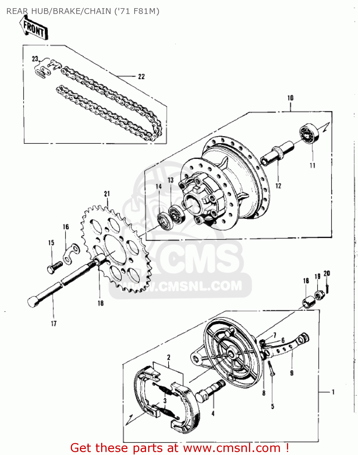 REAR HUB/BRAKE/CHAIN ('71 F81M) F81M 1971 USA