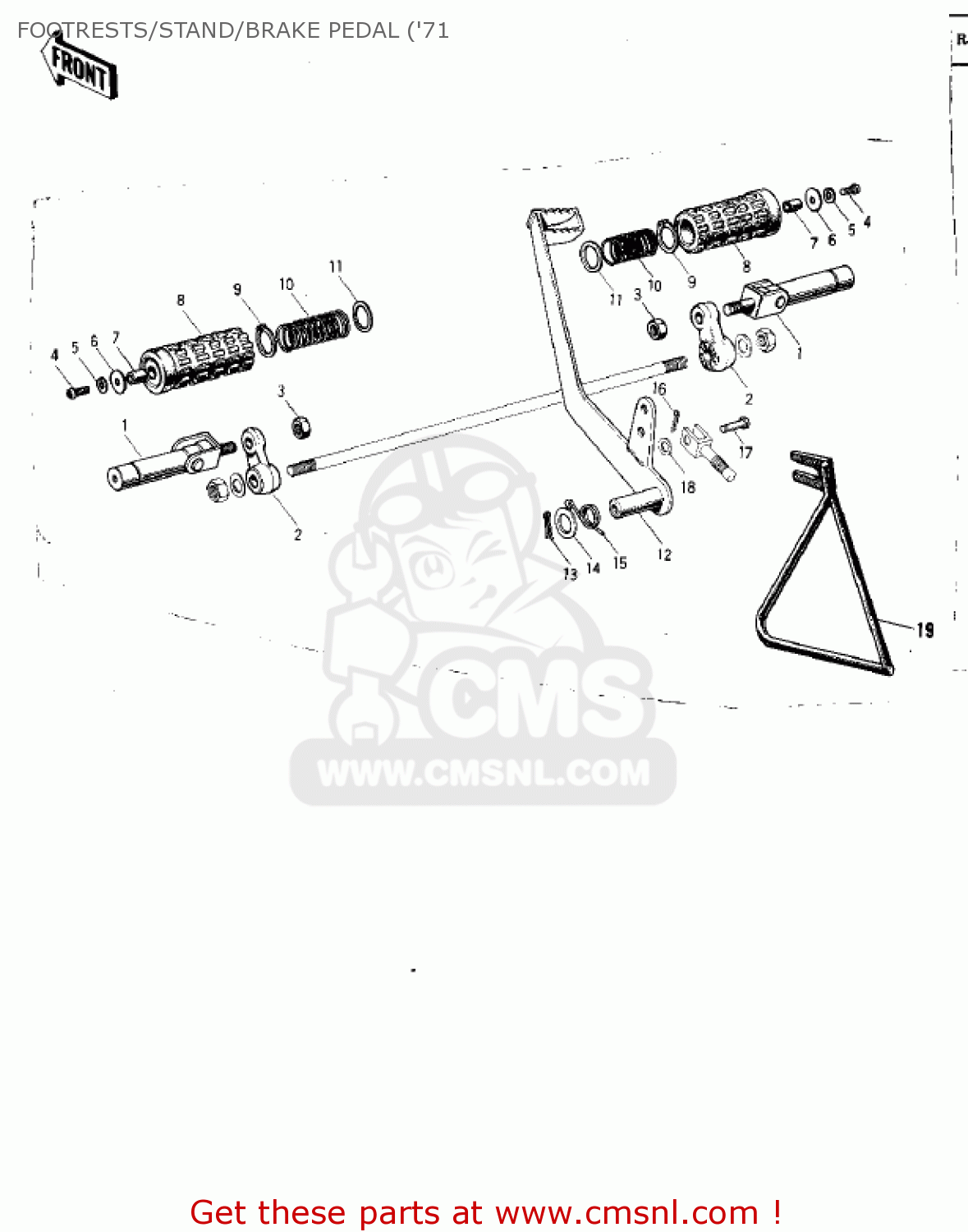 FOOTRESTS/STAND/BRAKE PEDAL ('71 F81M 1971 USA