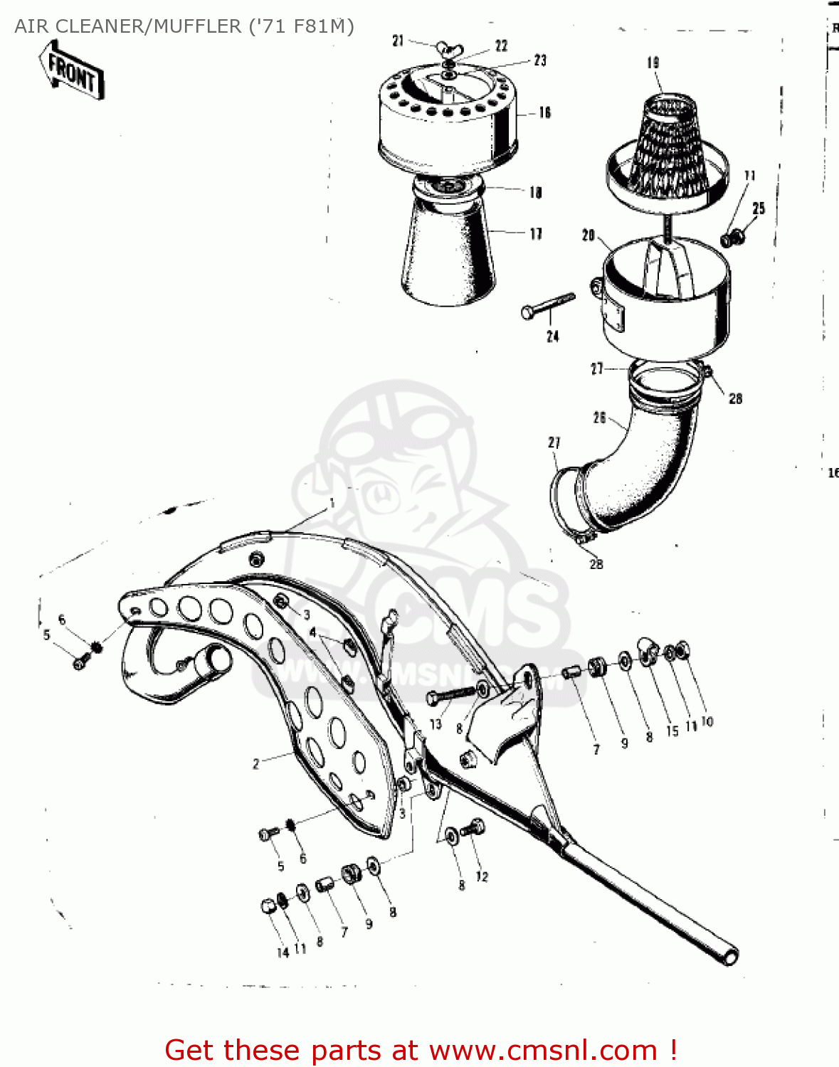 AIR CLEANER/MUFFLER ('71 F81M) F8A 1972 USA