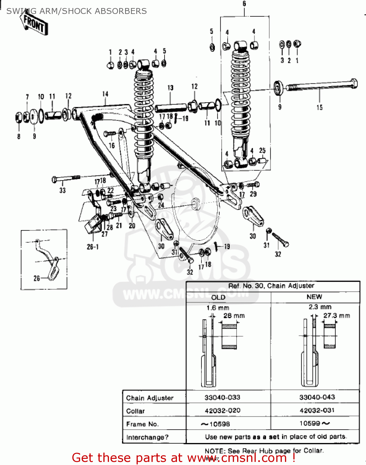 SWING ARM/SHOCK ABSORBERS F8A 1972 USA