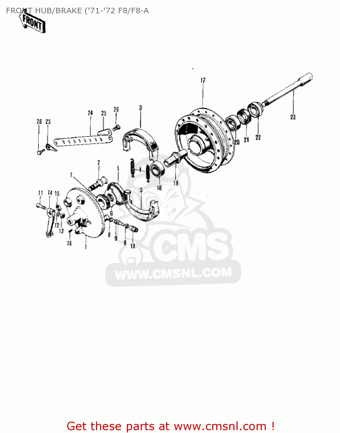 FRONT HUB/BRAKE ('71-'72 F8/F8-A F8A 1972 USA