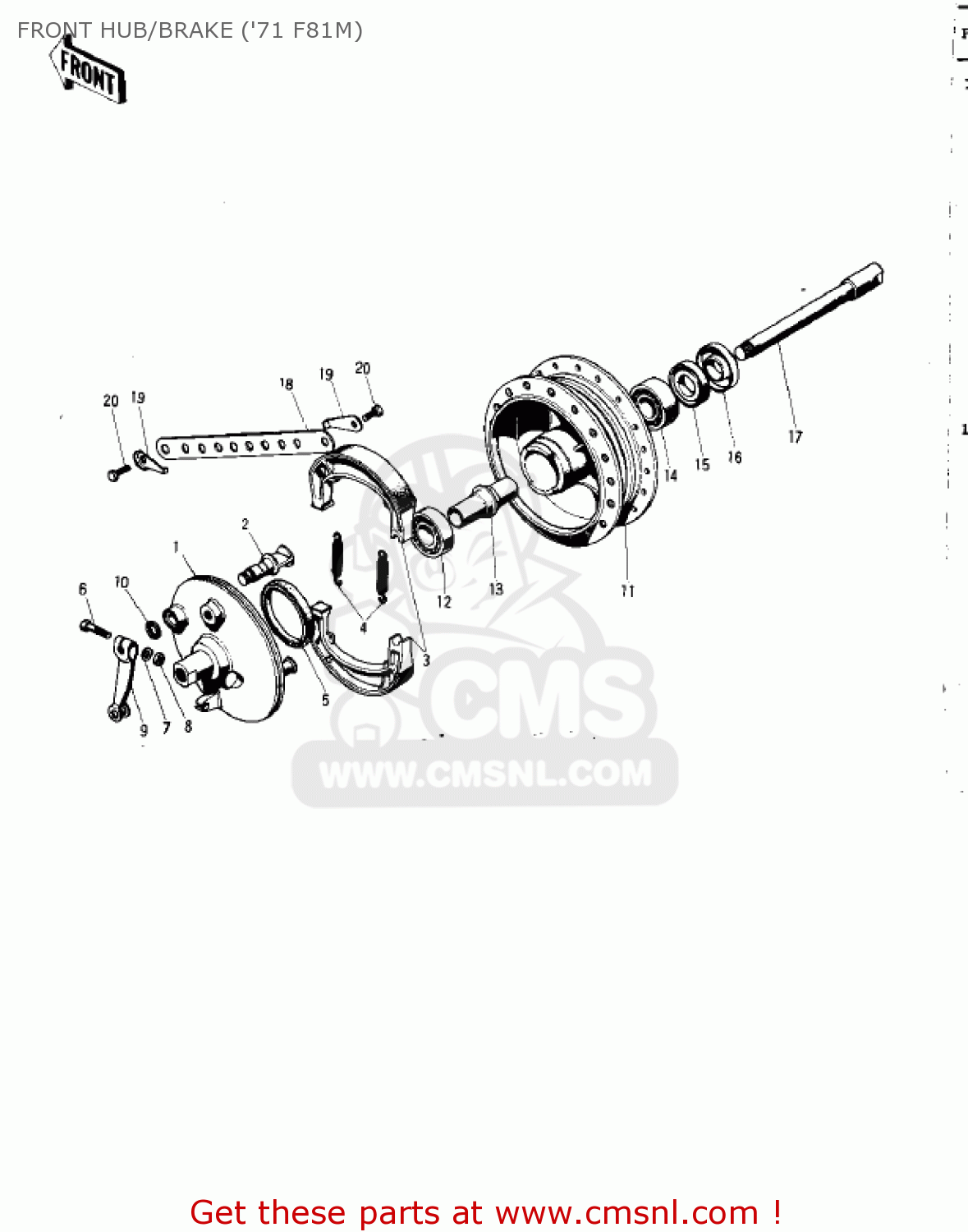 FRONT HUB/BRAKE ('71 F81M) F8A 1972 USA