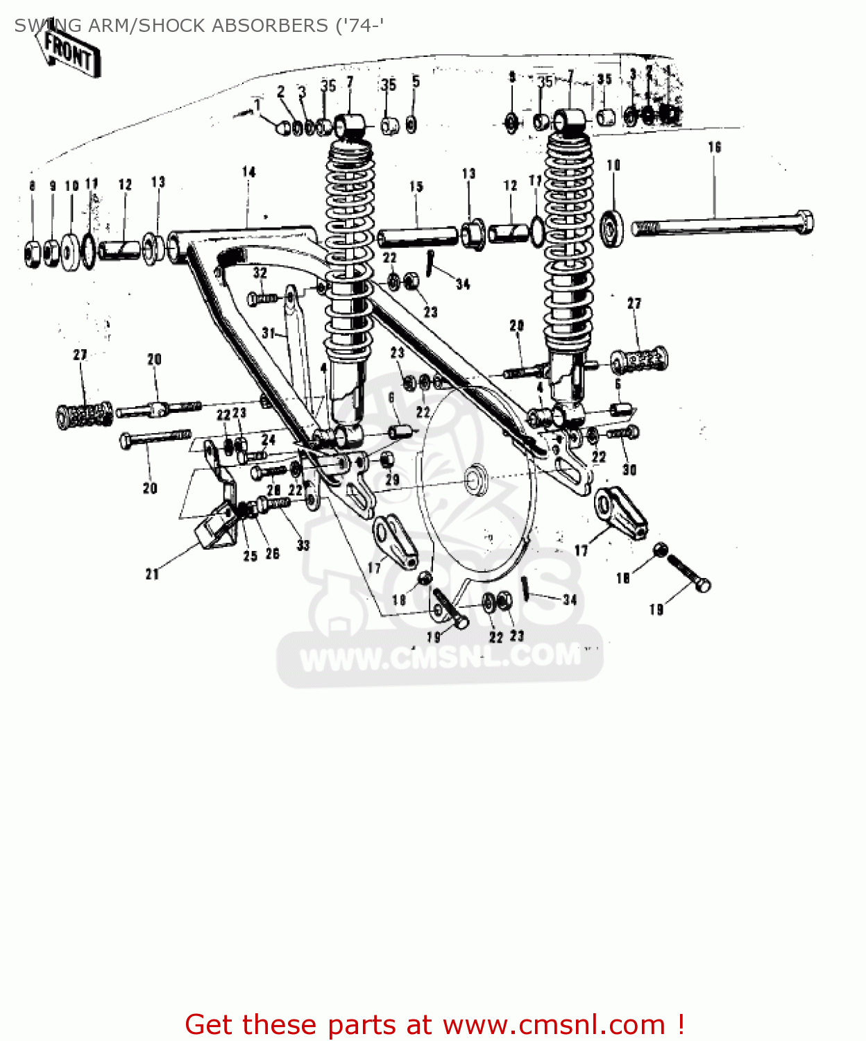 SWING ARM/SHOCK ABSORBERS ('74-' F9 1972 USA CANADA