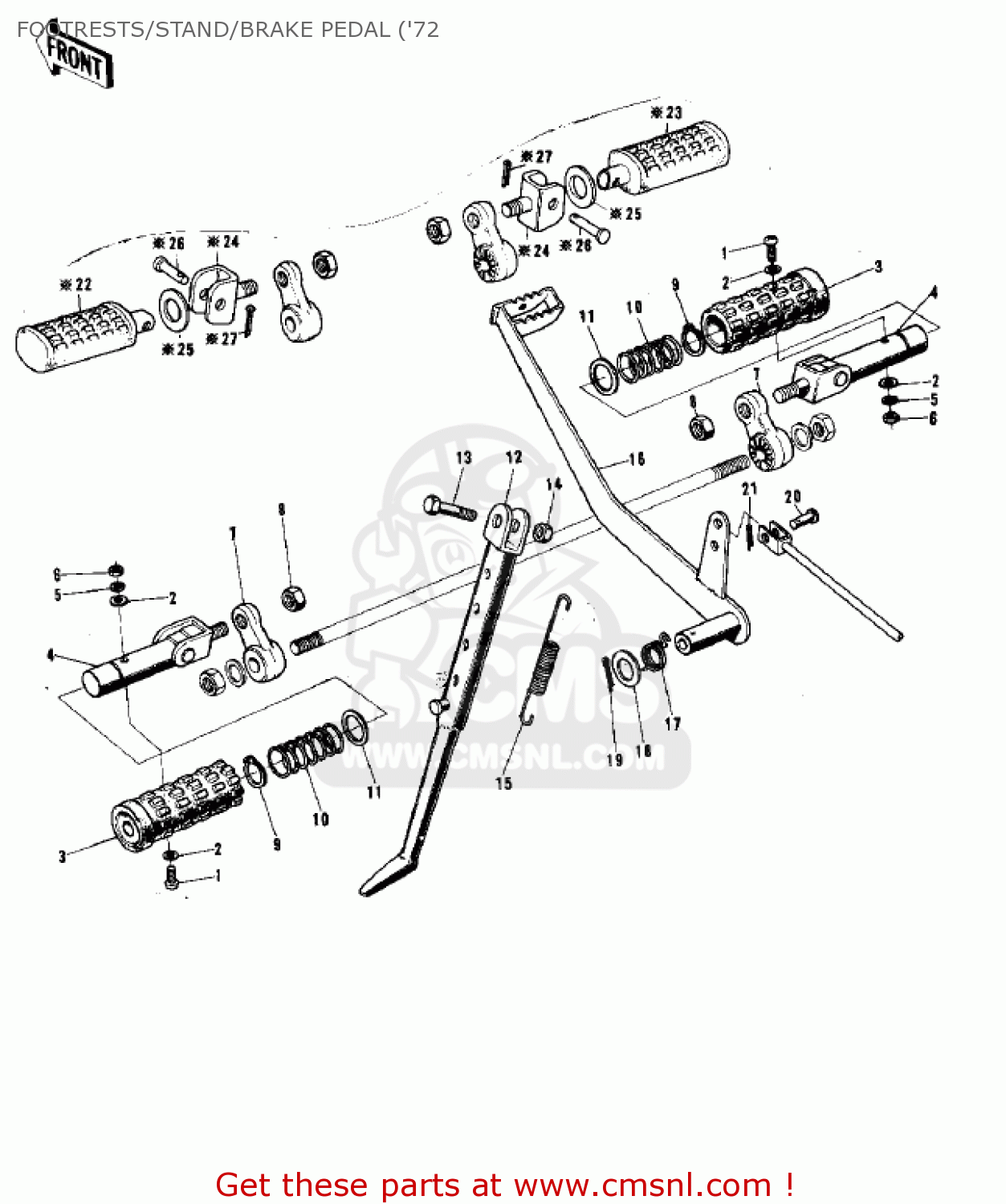 FOOTRESTS/STAND/BRAKE PEDAL ('72 F9 1972 USA CANADA
