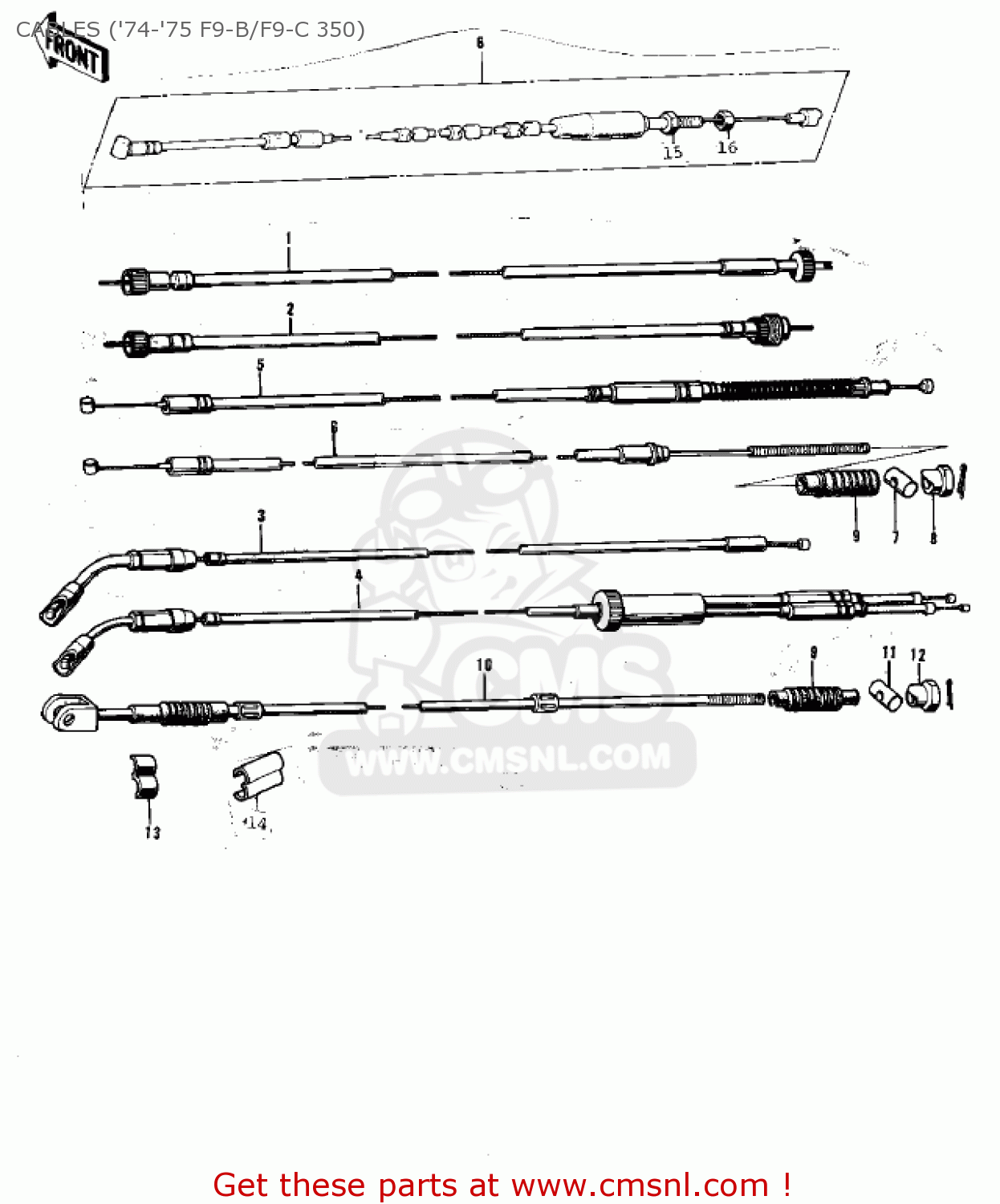 CABLES ('74-'75 F9-B/F9-C 350) F9 1972 USA CANADA