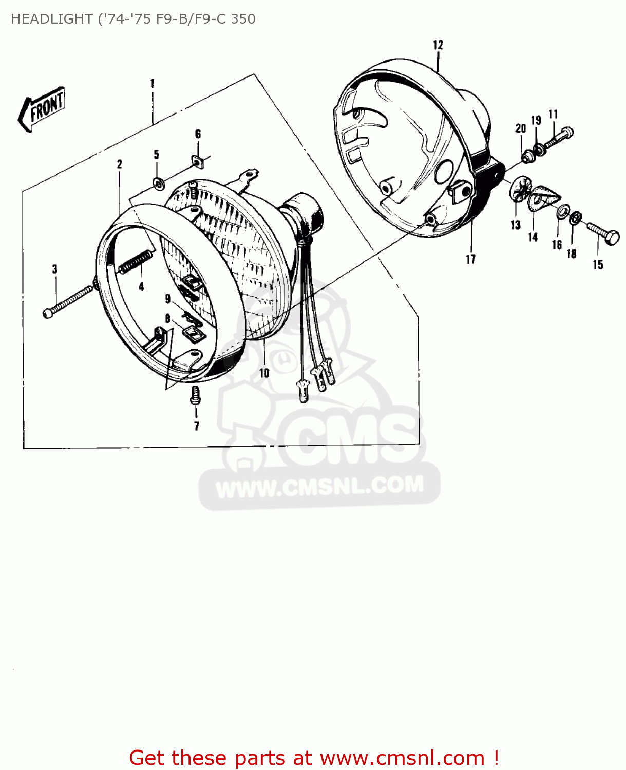 HEADLIGHT ('74-'75 F9-B/F9-C 350 F9 1972 USA CANADA