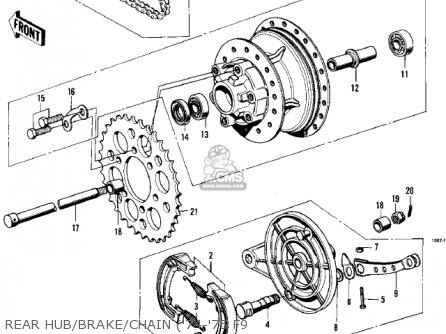REAR HUB/BRAKE/CHAIN ('74-'75 F9 - F9 1972 USA CANADA